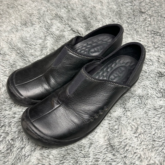 Privo By Clarks Shoes Womens 8 M Heeled Clog Black Leather Slip On Comfort 76002 - Picture 1 of 12